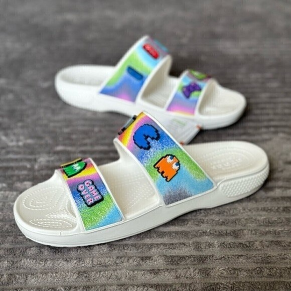 Crocs men's 11 classic spray dye sandals 208055-94S w/ Pac-man gaming/retro - Picture 3 of 10